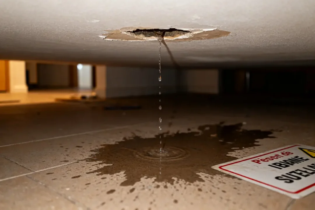 Fuite plafond dégât des eaux que faire en cas d'infiltration importante au sol