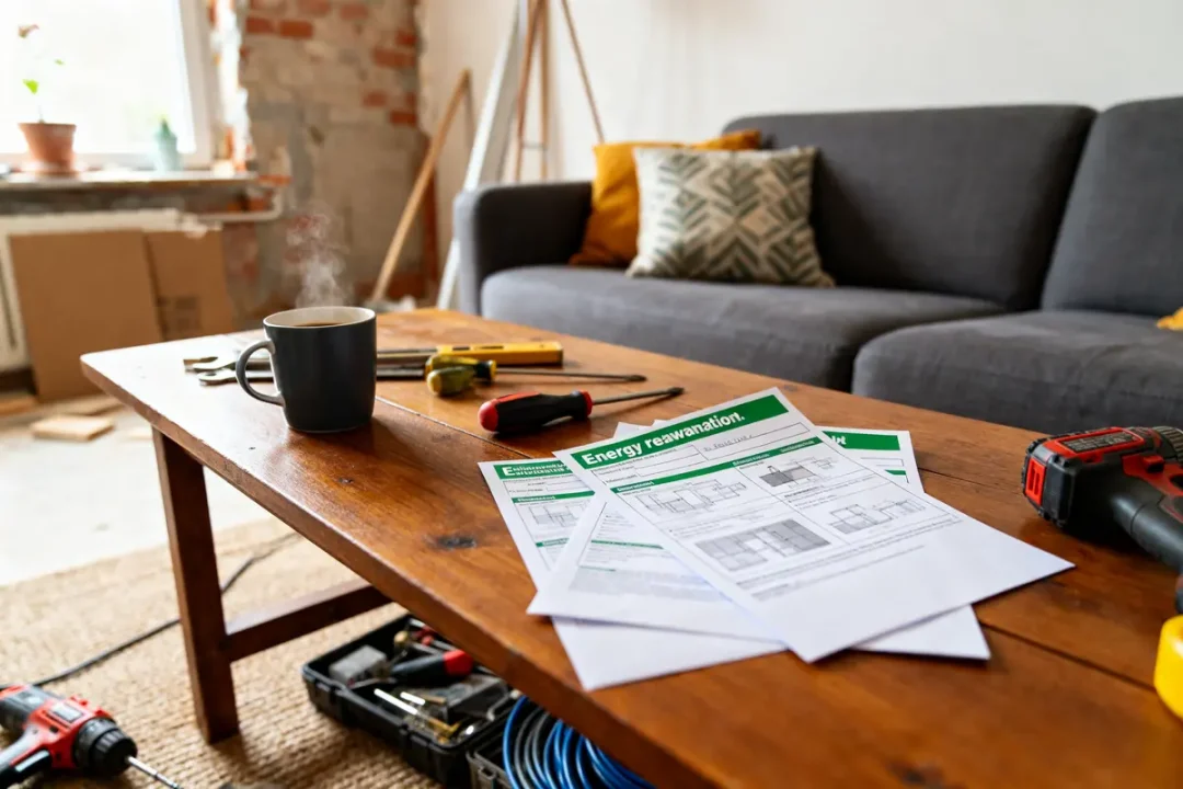 Plans de rénovation et outils sur table basse pour opération bar efficace et réussie