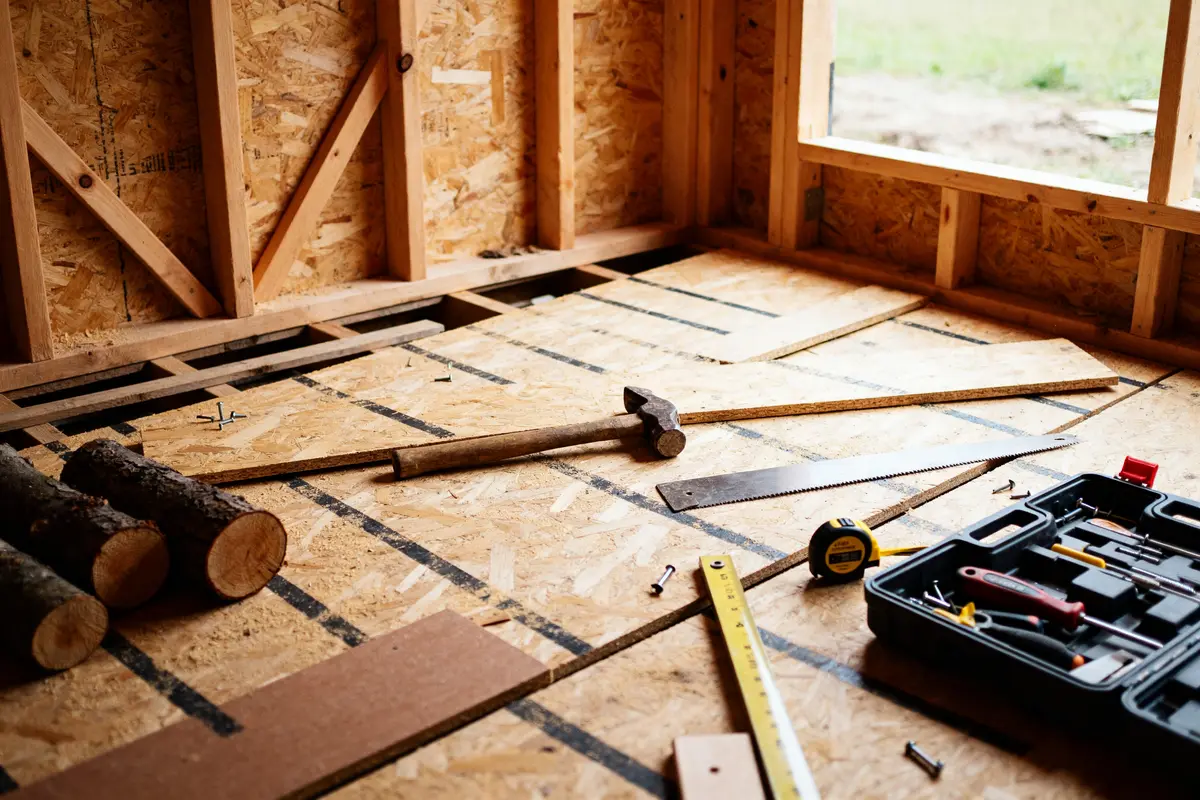 Construction d'une extension en bois avec outils pour prix de l'extension bois 20 m2